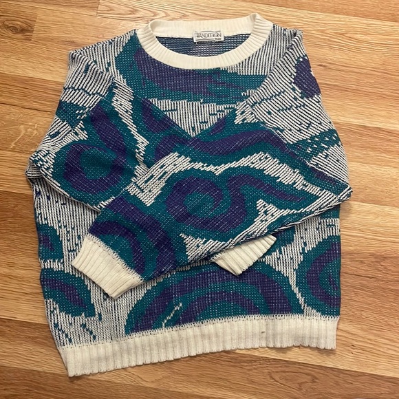 Vintage Sears Sweater Blue/Green Size M - Picture 3 of 4